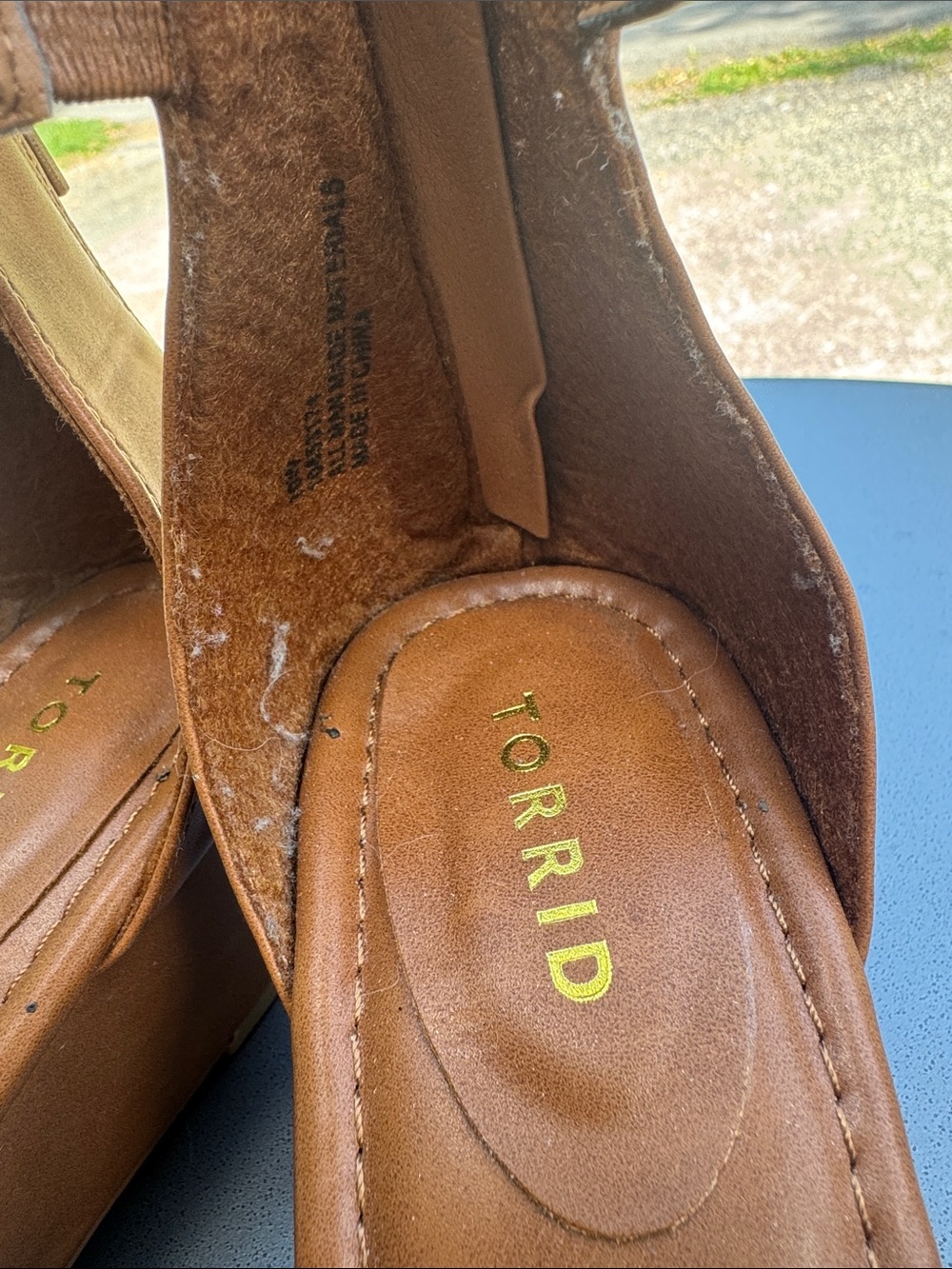 torrid Brown Braided Leather Ankle-Strap Sandals with Gold Accents - Picture 2 of 3